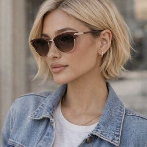 NWT Calvin Klein CK19309SG Satin Brown Cat Eye Sunglasses 55-16-140 w/Case